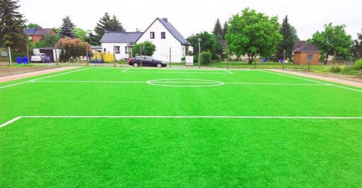 This is a photo of an artificial turf football pitch. Leicester artificial grass services installed this