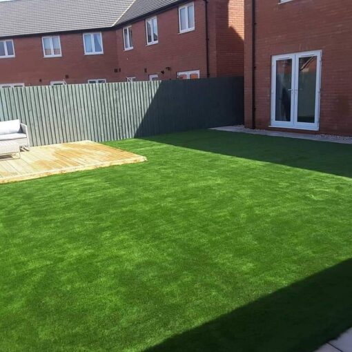 This is a photo of artificial grass in a garden in Leicester. This was installed by Leicester artificial grass services.